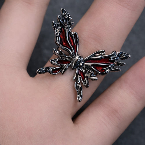 ObsidianVeil™- Nocturne Moth Ring