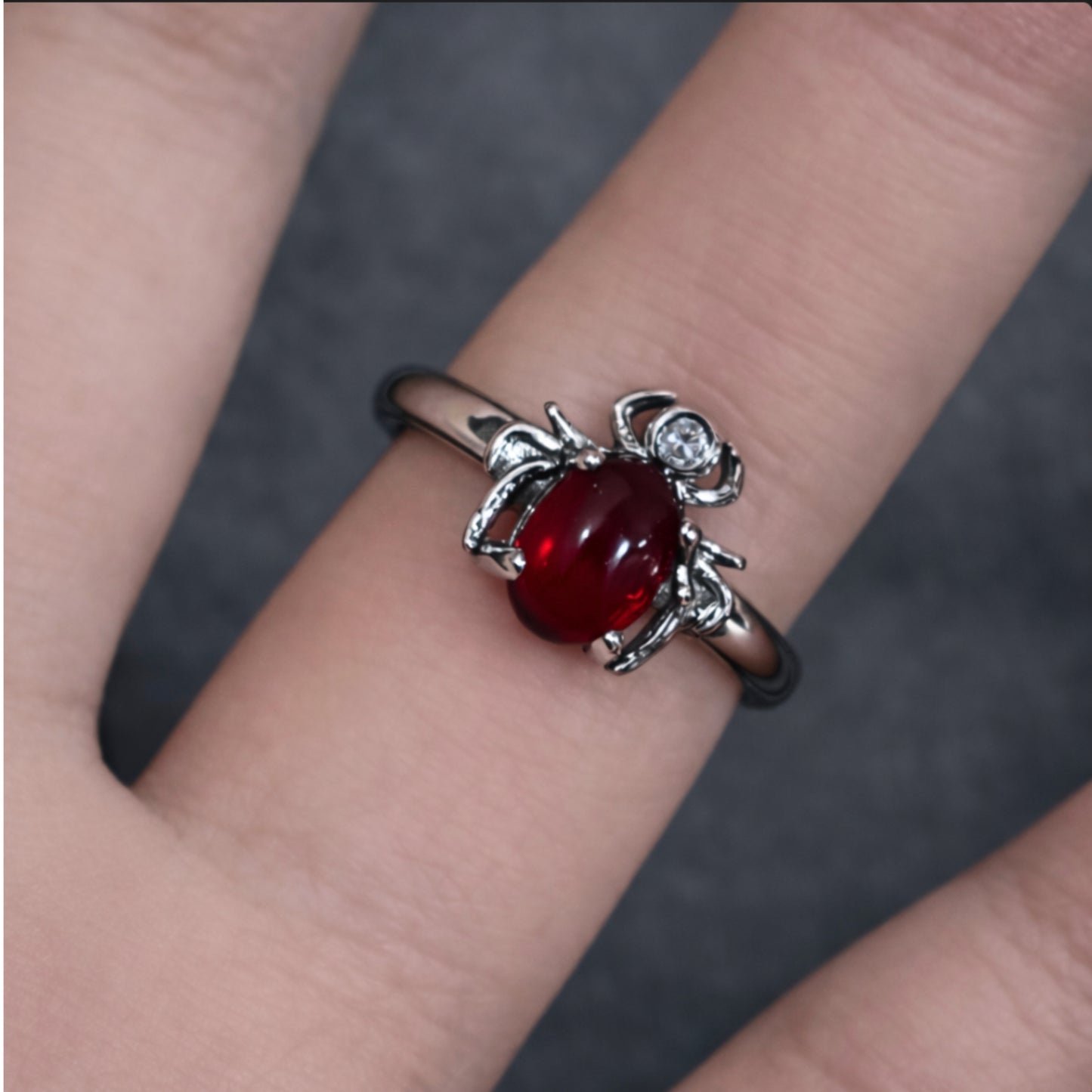 ObsidianVeil™- Crimson Widow Ring