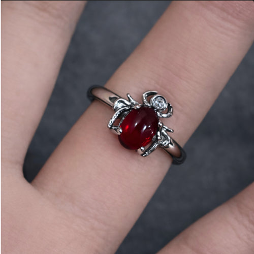ObsidianVeil™- Crimson Widow Ring